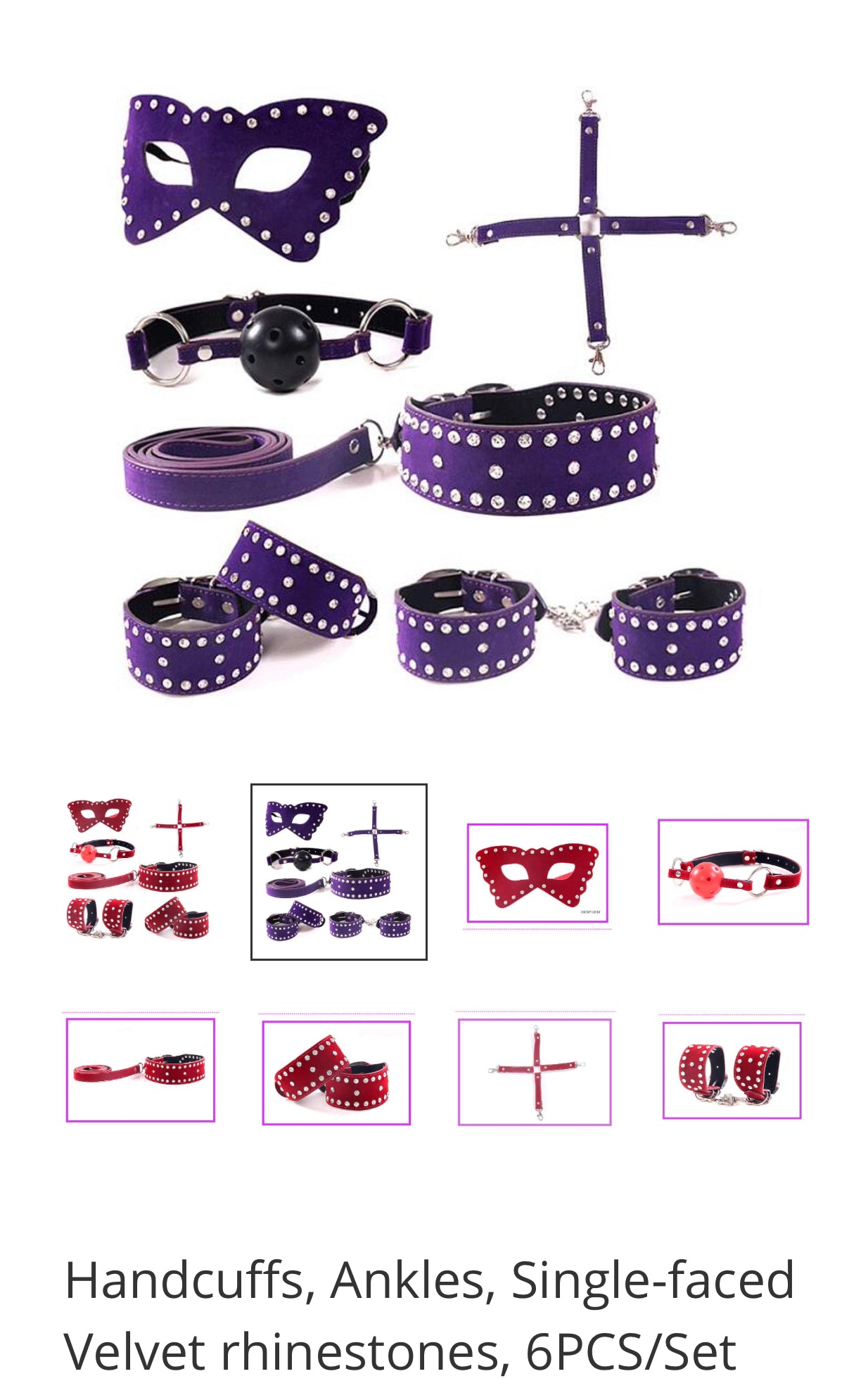 Handcuffs,Ankles,Single-faced Velvet rhinestones,6PCS/Set