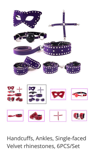 Handcuffs,Ankles,Single-faced Velvet rhinestones,6PCS/Set