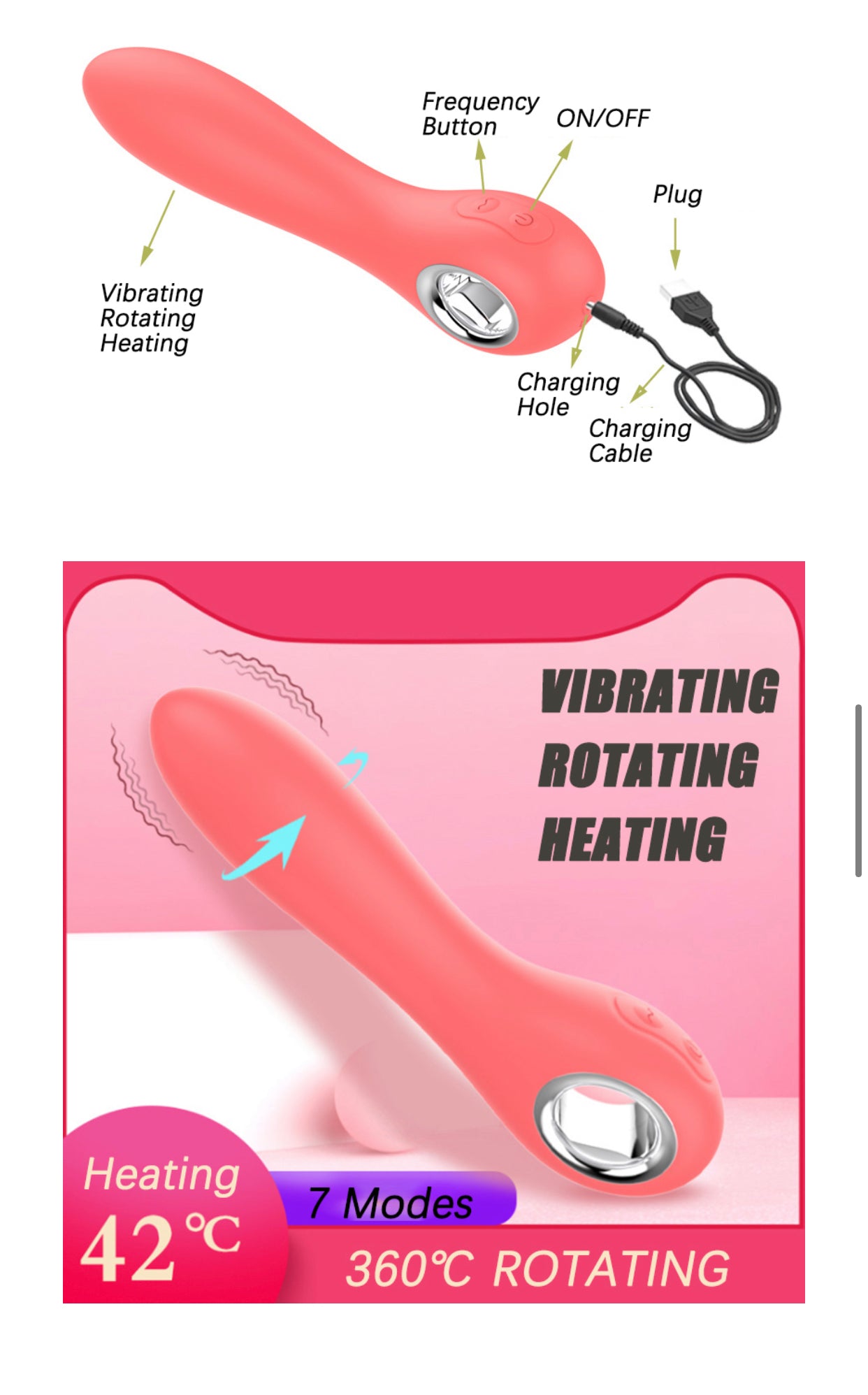 7 Speed Heating Dildo Vibrator