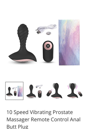 10 Speed Vibrating Prostate Massager Remote Control Anal Butt Plug