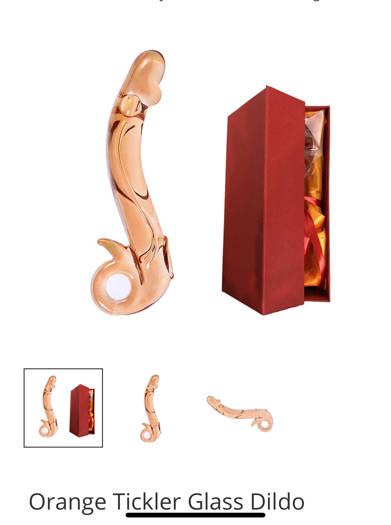 Orange Tickler Glass Dildo